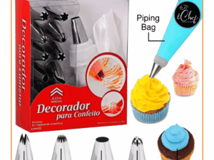 12 Piece Cake Decorating Set – Frosting & Icing Piping Bag with Steel Nozzles
