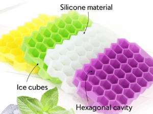 Silicone Ice Cube Tray – Hexagonal Shape with Lid (Food Grade)