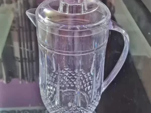 Transparent Premium Crystal Water Jug – 2 Litres (Golden & Clear Design)