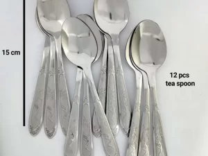 Medium Weight Stainless Steel Tea Spoon – Set of 12 (15cm, Silver)