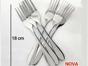 Nova Stainless Steel Dessert Fork Spoon Set – 6 Pcs (Silver)