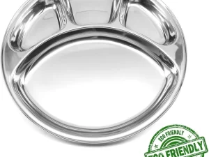 4 Compartment Stainless Steel Round Plate