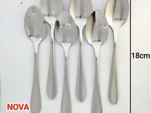 Nova Stainless Steel Dessert & Tea Spoon Set – 6 Pcs (18cm, Silver)
