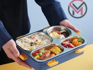 Thermal Insulation 4 Compartment Lunch Box – Multicolor
