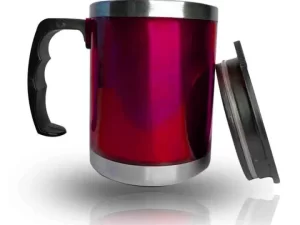 Stainless Steel Plain Red Travel Coffee Mug – 400 ml