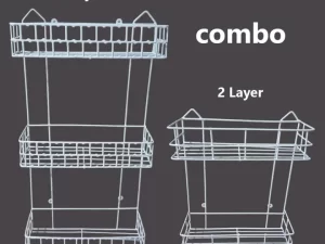 2 Pcs Kitchen Hanging Rack Set – Square Shape (White Iron)