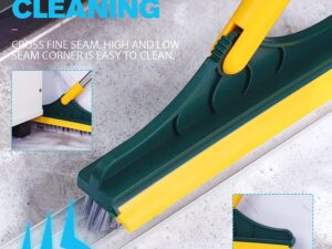 2-in-1 Bathroom Long Handle Cleaning Brush – Triangular Head with Scraper