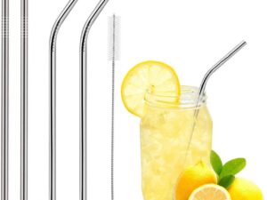 Stainless Steel Metal Straws – Reusable with Cleaner (3 Pcs Pack)