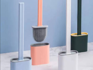 Wall Mounted Silicone Toilet Brush – Detachable & Water-Tight Holder