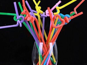 Flexible Plastic Drinking Straws – 10 Inches Extra Long (100 Pcs, Colorful)