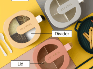 Multi-Storage 4 Section Spice Box with Lids & Spoons