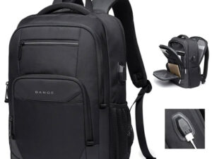 BANGE BG-1922 16 Inch Men Oxford Fabric Waterproof Backpack with USB Port (Black)