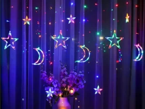 3.5m Moon & Star Curtain Lights – 220V Christmas LED Fairy String Light