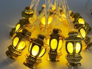 Golden Lantern Fairy Lights – Hurricane Style Decorative Lights