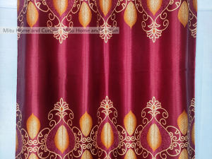Curtain Porda – Synthetic Indian Window Protector (Maroon Golden Art, 4 Kuchi Design)