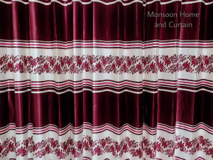 Curtain Porda – Synthetic Indian Window Protector (Red and White Art, 4 Kuchi Design)