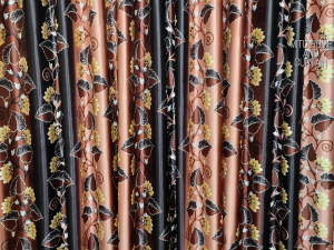 Curtain Porda – Synthetic Indian Window Protector (Brown Flower Art, 4 Kuchi Design)