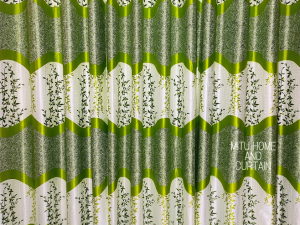 Curtain Porda – Synthetic Indian Window Protector (Green and White Art, 4 Kuchi Design)