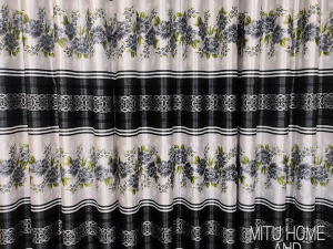 Curtain Porda – Synthetic Indian Window Protector (Black Flower Art, 4 Kuchi Design)