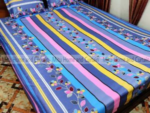 King Size Bed Sheet Set with Pillow Cover (Chador Set) | Full Cotton Fabric | 7.5×8.25 Feet | Red, Blue, Pink, Green