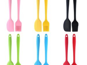 Silicone Spatula Barbecue Brush Kitchen Utensil Tool Kit Heat Resistant BBQ Oil Condiment Brushes Cake Scraper 2 Pcs Set