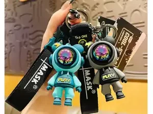 Comfyart Astronaut Bear Keychain – Stylish Gift Key Ring with Wrist Strap