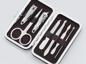 7 in 1 Nail Manicure Tools Set with Leather Case – Stainless Steel