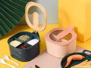 4-in-1 Condiment Jars Seasoning Box Set – Ceramic Spice Storage with Serving Spoons