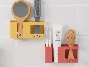 Double Layer Wall Mounted Organizer Box – Punch-Free Mobile Stand & Remote Holder