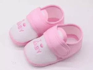 I Love Baby – Cotton Soft Shoes for 0–6 Months (Pink)