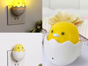 EU Plug Duck Mushroom Wall Socket Light-Control Sensor LED Night Light – Bedroom/Table Lamp