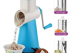 4-in-1 Multifunctional Rotary Vegetable Cutter – Drum Slicer, Grater & Shredder (Multicolor)