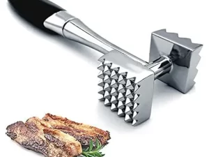 Stainless Steel Meat Hammer – Steak, Chicken & Fish Pounder with Rubber Comfort Grip Handle