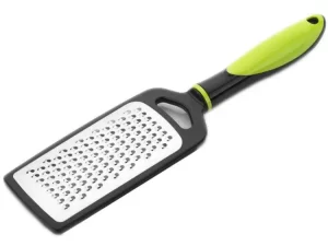 Lemon Zester & Cheese Grater – Stainless Steel Flat Grater with Protective Cover (27cm, Green)