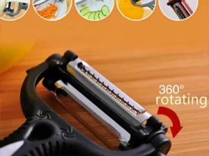 Multifunctional 360° Rotary Kitchen Tool – Vegetable & Fruit Peeler, Grater, Cutter, Slicer