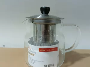 Heatproof Hand-Blown Glass Teapot with Stainless Steel Lid & Strainer (610ml)