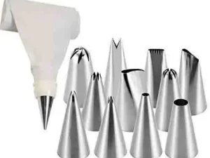 12 Piece Cake Decorating Set – Frosting Icing Piping Bag Tips with Steel Nozzles