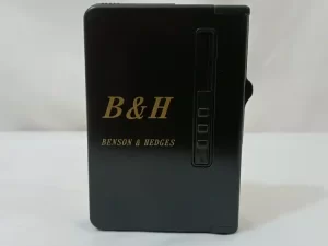B & H Black Windproof Butane Gas Lighter & Cigarette Case