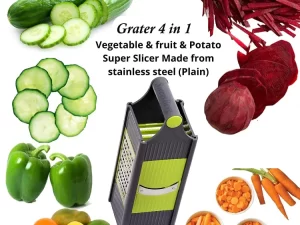 Plastic 4-in-1 Vegetable Slicer & Potato Chips Maker Grater (Multi-Functional Chopper with Smooth Grip)