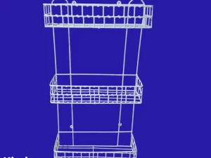 3-Step Square Shape Kitchen Hanging Rack (White, Iron Stick Design)