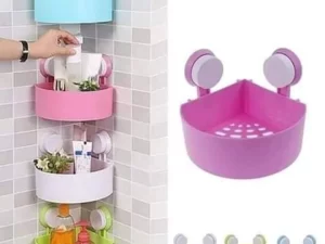 Fiber Wall Mount Triangle Corner Shelf Basket – Medium, Multicolor