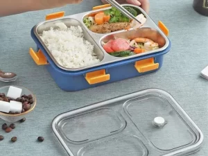 3-Compartment Stainless Steel Insulated Lunch Box for Kids