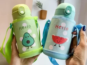 400ml Kids Thermos Mug with Straw – Cartoon Stainless Steel Vacuum Flask