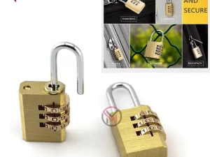 3-Digit Resettable Brass Combination Padlock – 72x28mm