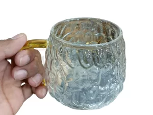 1 Pc Heat-Resistant Transparent Glass Cup with Color Handle