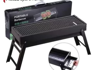 Fire Sense Black Notebook Charcoal Grill – Foldable Outdoor BBQ Grill