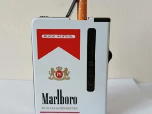 1 Pcs Marlboro Gas Lighter with Cigarette Box Case – White