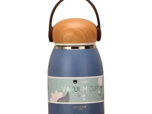 320ml Wooden Lid Portable Stainless Steel Thermos Water Bottle