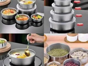 5 Pcs Bowl Set Bati Set Steel Bati Set High Quality Steel Bowl Set Food Box 5 Pieces