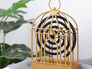 Birdcage Shape Iron 1pcs Mosquito Coil Holder Stand Mosquito Repellent Incense Burner Holder Hanger for Indoor Home Living Room Bedroom Hotel Black